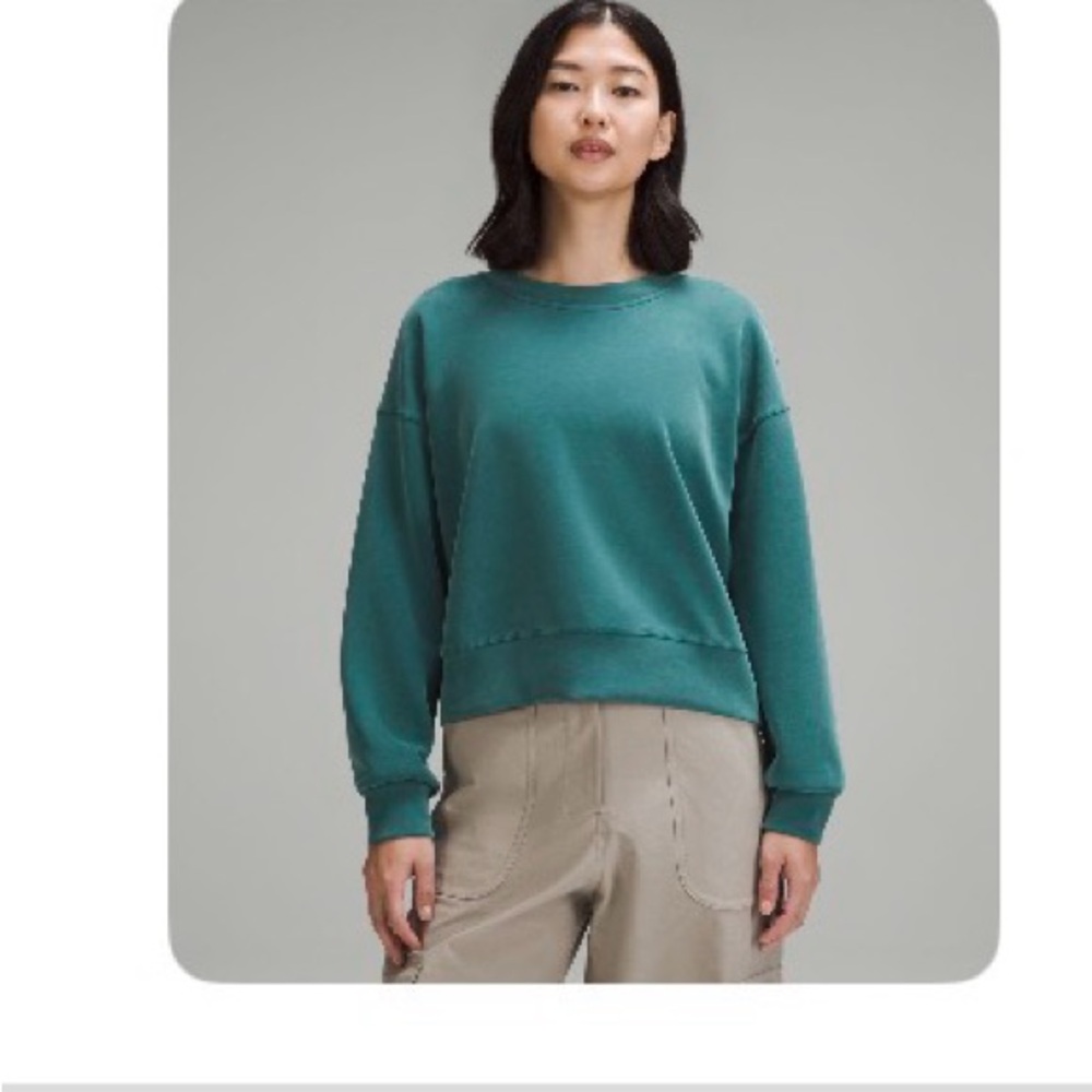 Soft stream cropped over sized cropped crew  storm Teal Crewneck Sweater - Women